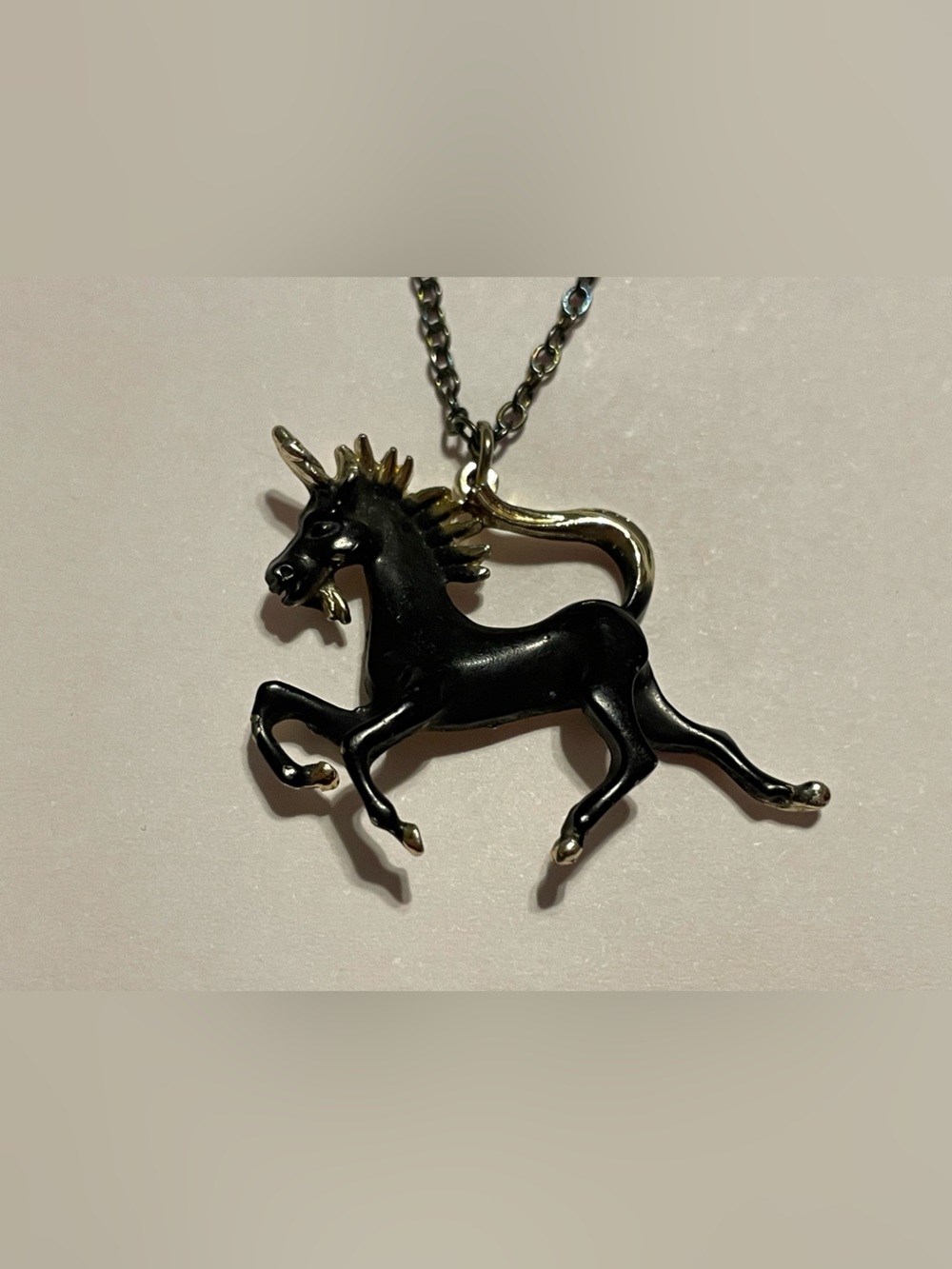 Vintage Enamel Unicorn Necklace #9118
